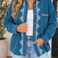 Blue Embroidered Corduroy Plus Shirt