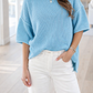 Blue Exposed Seam Loose Sweater