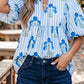 Blue Floral Tie Blouse