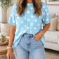 Blue Polka Dot Jacquard Top New RTS