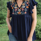 Blue Ruffled Floral Embroidered Blouse RTS