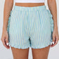 Blue Stripe Ruffle Trim Shorties