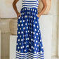 Blue Striped Polka Dot Maxi Dress