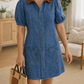 Blue Denim Colorblock Dress