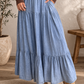 Blue Elastic Ruffled Tiered Skirt