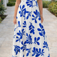 Blue Floral Tie Back Dress RTS