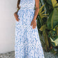 Blue Floral Tiered Dress