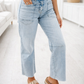 Blue Frayed Cropped Jeans