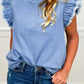 Blue Frilled Denim Top  RTS