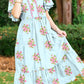 Blue Notched Floral Maxi Dress RTS