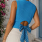 Blue Polka Dot Knot Back Sweater