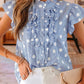 Blue Polka Dot Pleated Shirt