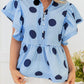 Blue Polka Dot Ruffled Blouse