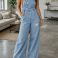 Blue Retro Distressed Jumpsuit