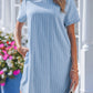 Blue Stripe Buttoned Denim Dress