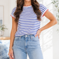 Blue Stripe Cap Sleeve Top