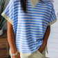 Blue Stripe Contrast Top RTS