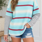 Blue Stripe Patchwork Pullover