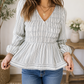 Blue Stripe Shirred Blouse