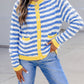 Blue Stripe Yellow Trim Cardigan