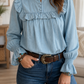 Blue Western Ruffle Blouse