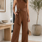 Brown Buckle Sash Jumpsuit