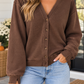 Brown Casual Cardigan
