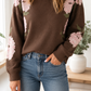 Brown Floral Pullover Sweater