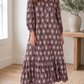 Brown Floral Ruffle Dress