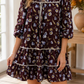 Brown Floral Shirred Dress