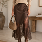 Brown Lace Patchwork Skirt RTS