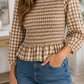 Brown Plaid Peplum Top