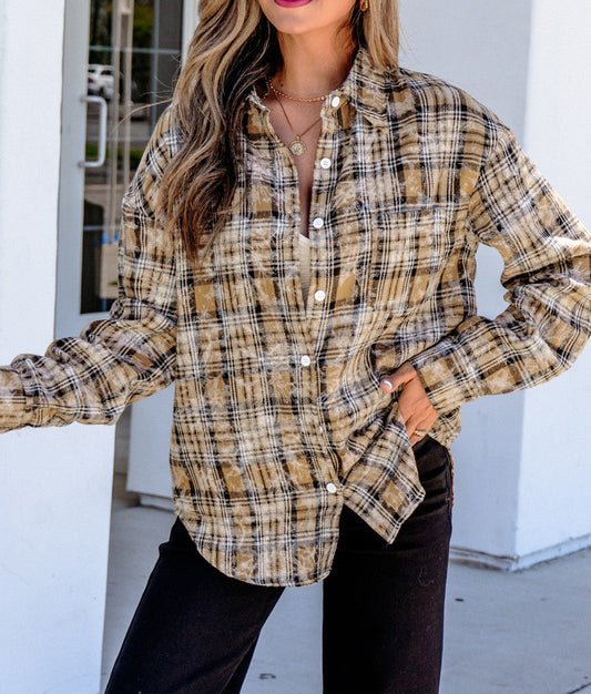 Brown Retro Button Shirt