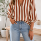 Brown Stripe Casual Blouse