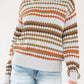 Brown Stripe Eyelet Sweater