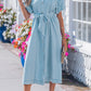 Bubble Sleeve Long Denim Dress