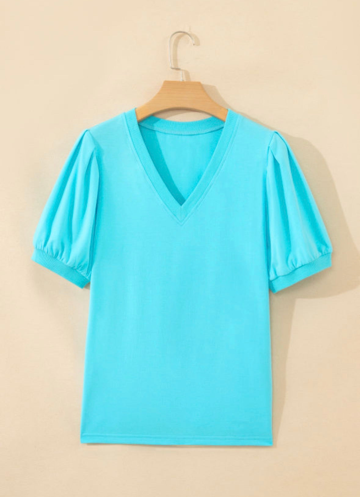 V Neck Puff Blouse *multiple colors* RTS