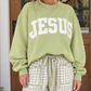 Green JESUS Letter Patch Sweatshirt