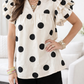 Casual Polka Dot V Neck Blouse