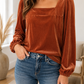 Clay Velvet Ribbed Top