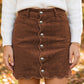 Coffee Button Corduroy Skirt RTS