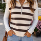 Coffee Ribbed Half Zip Vest