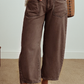 Coffee Square Barrel Jeans