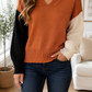 Colorblock Raw Edge Sweater