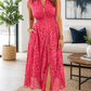 Coral Floral Lace Zip Dress RTS