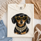 Rhinestone Necklace SH Black Dachshund Tee.
