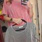 Ribbed Striped Short Sleeve Top
