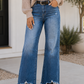 High-Waist Frayed Hem Jeans