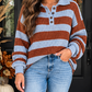 Dropped Shoulder Button Collar Sweater