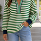 Striped V Neck Top
